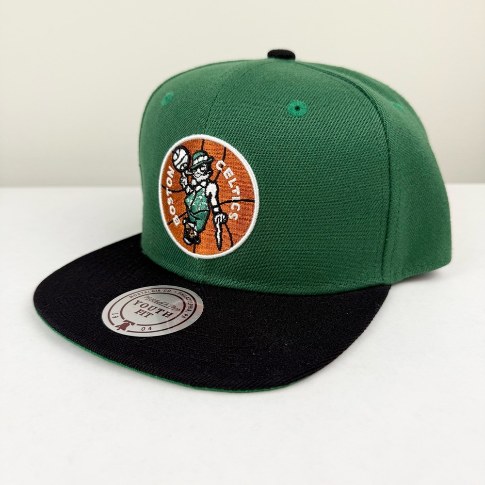 Boston Celtics Mitchell & Ness Hat BOYS Green Black Adjustable Snapback NWT